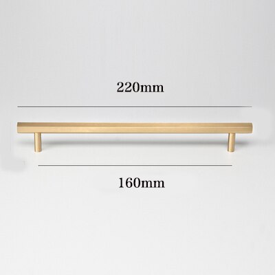Qiansi nordiske møbelgreb knopper messing sekskantskabe og dørhåndtag t-stang metal sort garderobeskuffe trækker og knop: Længde 220 hul 160mm / Messing
