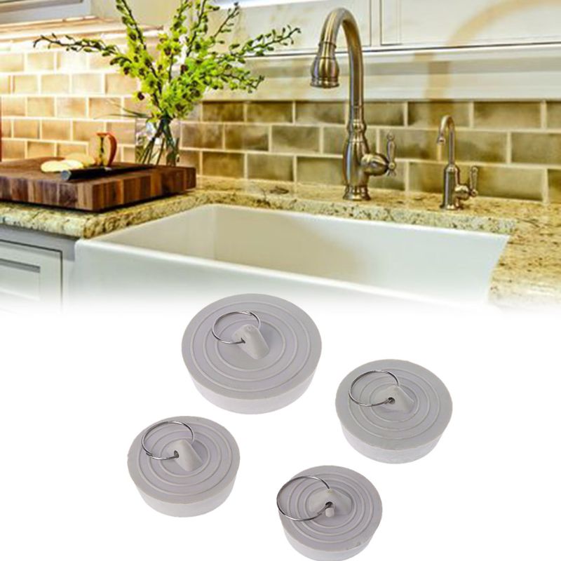 Gummi vask drænproppestop med hængende ring til badekar køkken badeværelse