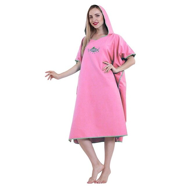 Serviette de bain à capuche pour adulte, serviette de plage, Poncho, grande taille, couleur bonbon, pour femmes et hommes: Pink
