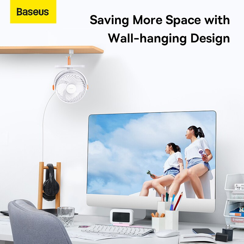 Baseus USB Fan Portable Hanging Mini Cooling Cooler Desk Fan For Home Office Speed Adjustable Desktop Table Summer Cooling Fans