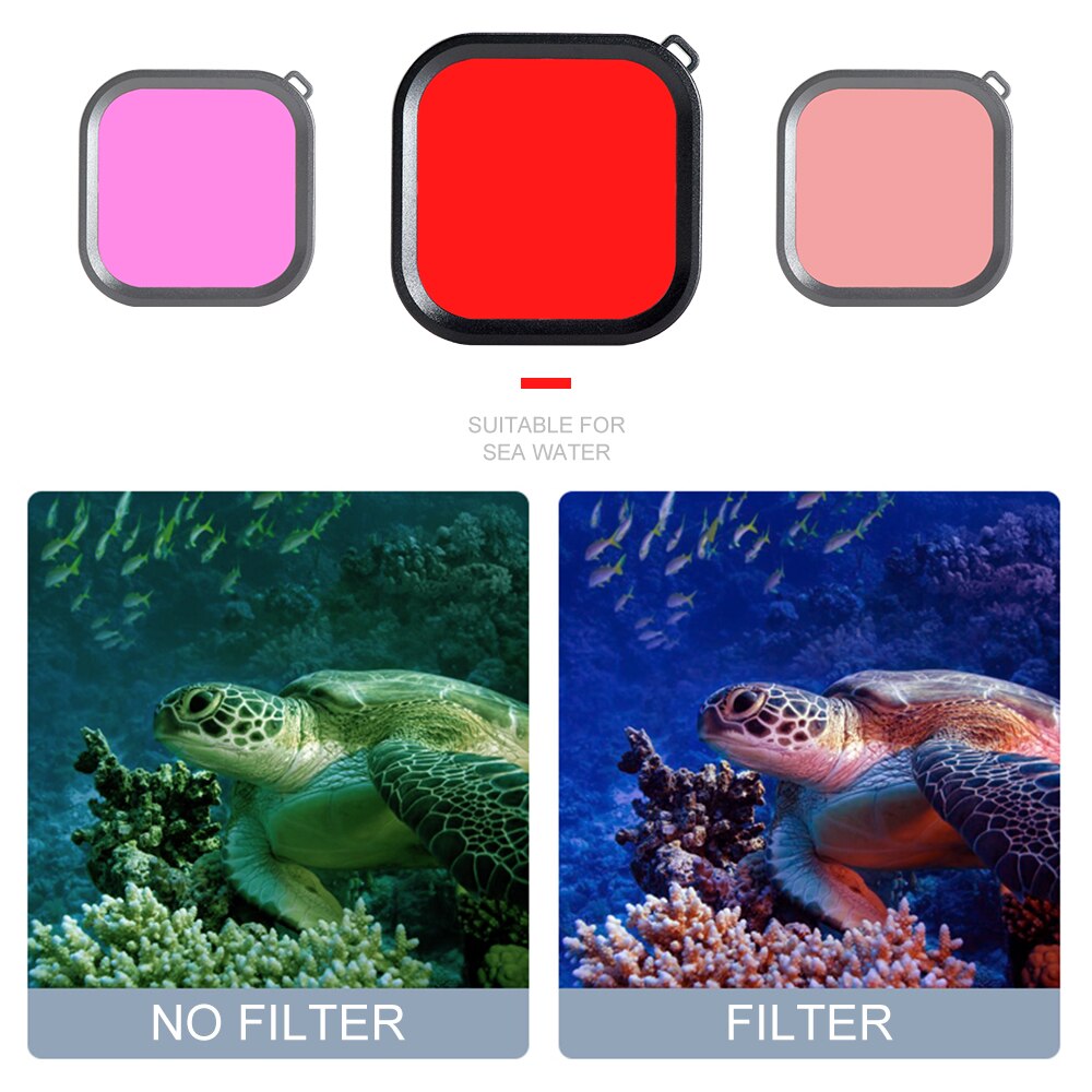 Filtro de lente de buceo para GoPro Hero 8, rojo y morado polarizador, accesorios de filtro de lente de cámara de acción