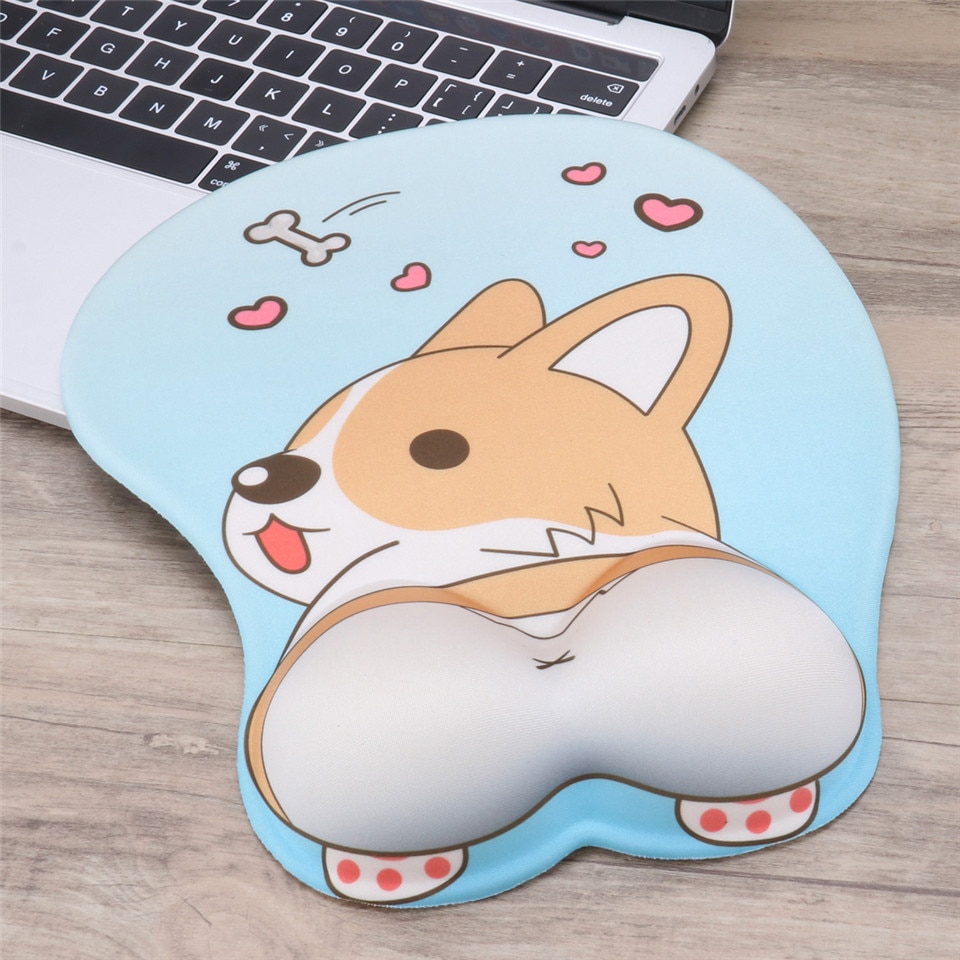 Adorável corgi não deslizamento sílica gel pulso resto mouse almofada suporte de pulso computador ergonômico mouse esteira confortável