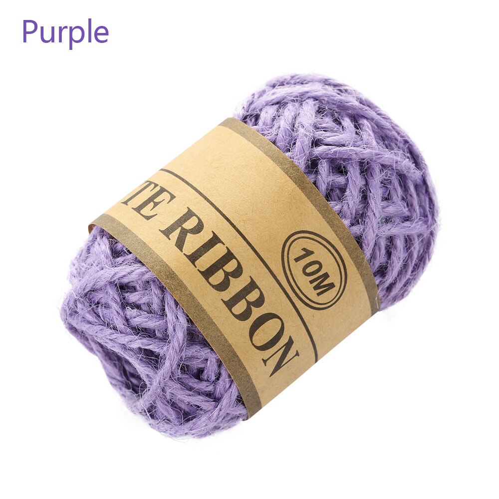 10m natuurlijke jute touw diy touw koord hennep touw 1mm rustieke verpakking touw bruiloft sticker huis textiel kleding decoratie: Paars 
