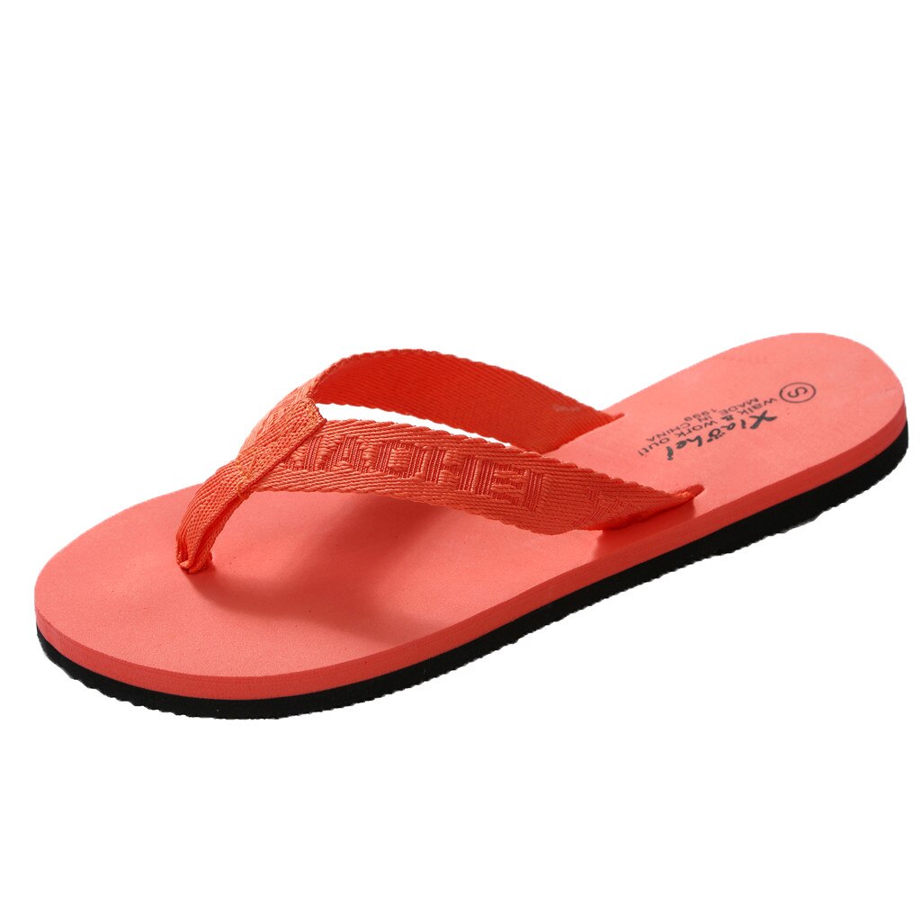 Bas doux décontracté plage tongs femmes simple plat solide pantoufle léger en plein air sandales dames bout ouvert pantoufles: Rouge / 36