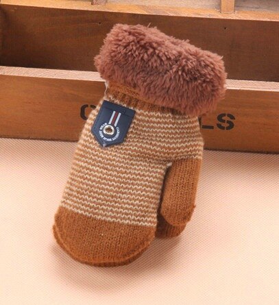 0-3 Years Baby Boys Girls Winter Knitted Gloves Warm Rope Full Finger Mittens Gloves for Children Toddler Kids Accessories KF960: coffee