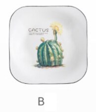 1 Pcs Square ceramic plate Ceramic Dinner Set Porcelain Dessert Plate Steak Salad Snack Cake Plates Tableware Cactus square dish: B Small