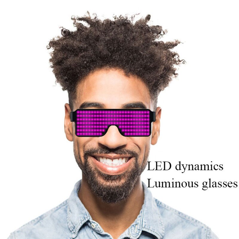 Førte lysemitterende briller dynamisk display briller fest jubel rekvisitter blinds førte briller børn legetøj