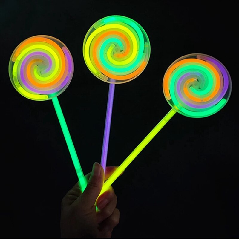 Lollipop-barra luminosa fluorescente para niños y adultos, palitos de luz para carnaval, Rave, baile, suministros de boda, navidad