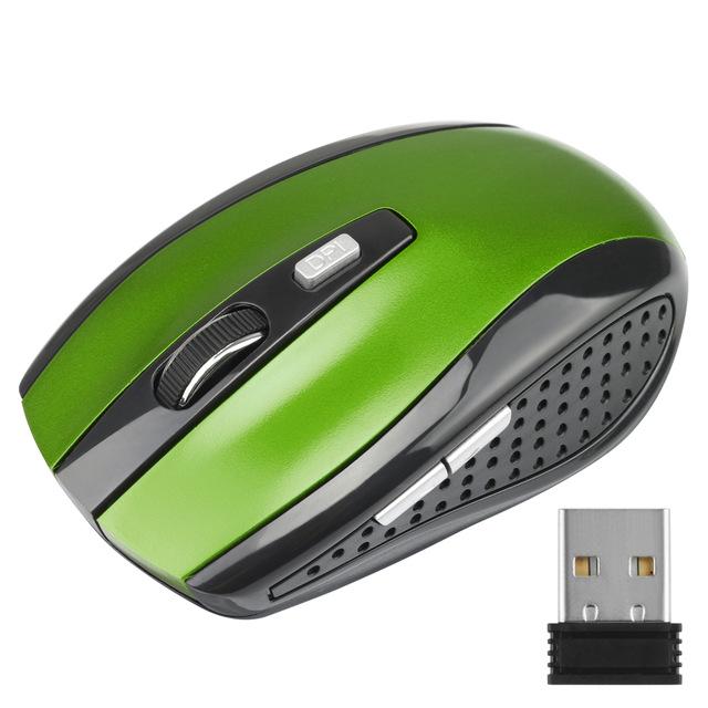 Adjustable DPI Mouse 2.4GHz Wireless Mouse 6 Buttons Optical Gaming Mouse Gamer Wireless Mice With USB Receiver for PC Computer: green