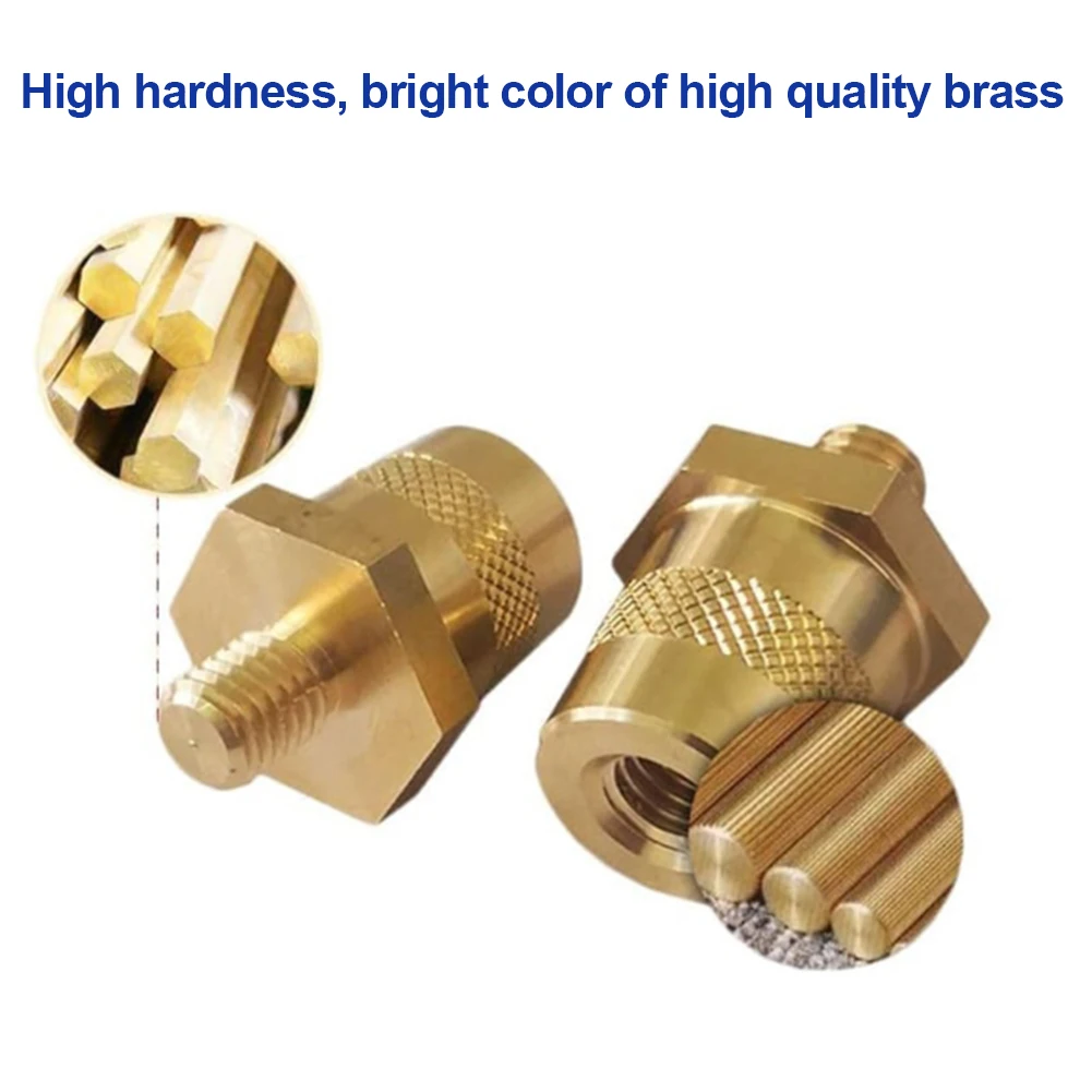 1 Pair Battery Pole Adapter Brass Battery Terminal Connector M6 Thread Positive Negative Battery Post Connector Terminal Adapter