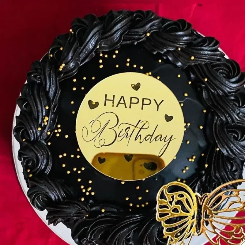 10 stück kuchenaufsätze „glücklich birthday“, goldfarbene, runde acryl-cupcake-aufsätze für kindergeburtstage, babypartys, tortendekorationszubehör
