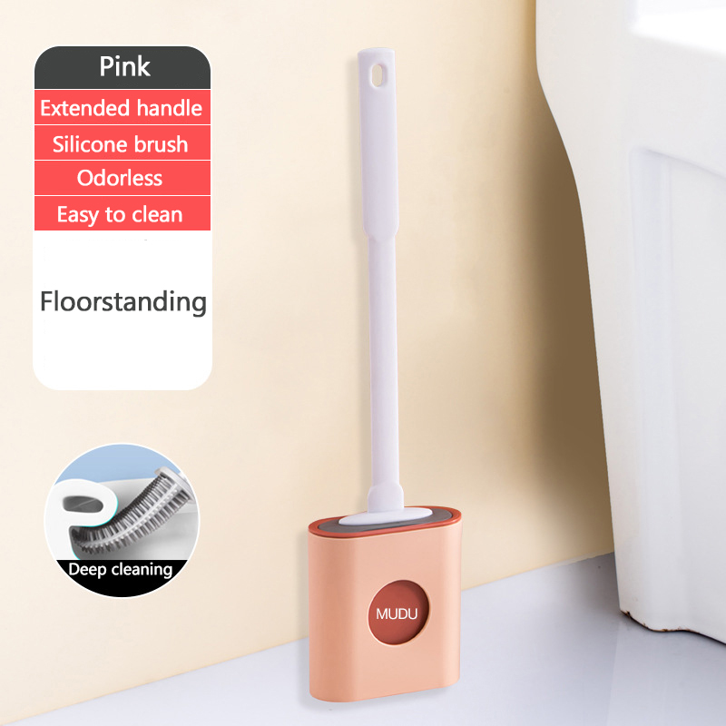 Toilet Brushes Long Handled Toilet Cleaning Brush Silicone Wc Flat Head Flexible Soft Bristles Brush Bathroom Accessories: 03