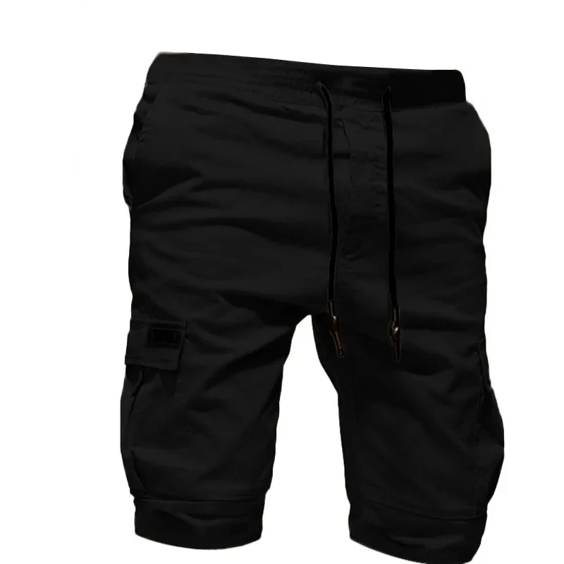 1 pc calças casuais esportes verão shorts masculinos macacão multi-bolso calças de praia ropa para hombre curto masculino curto: XXXL / Azul