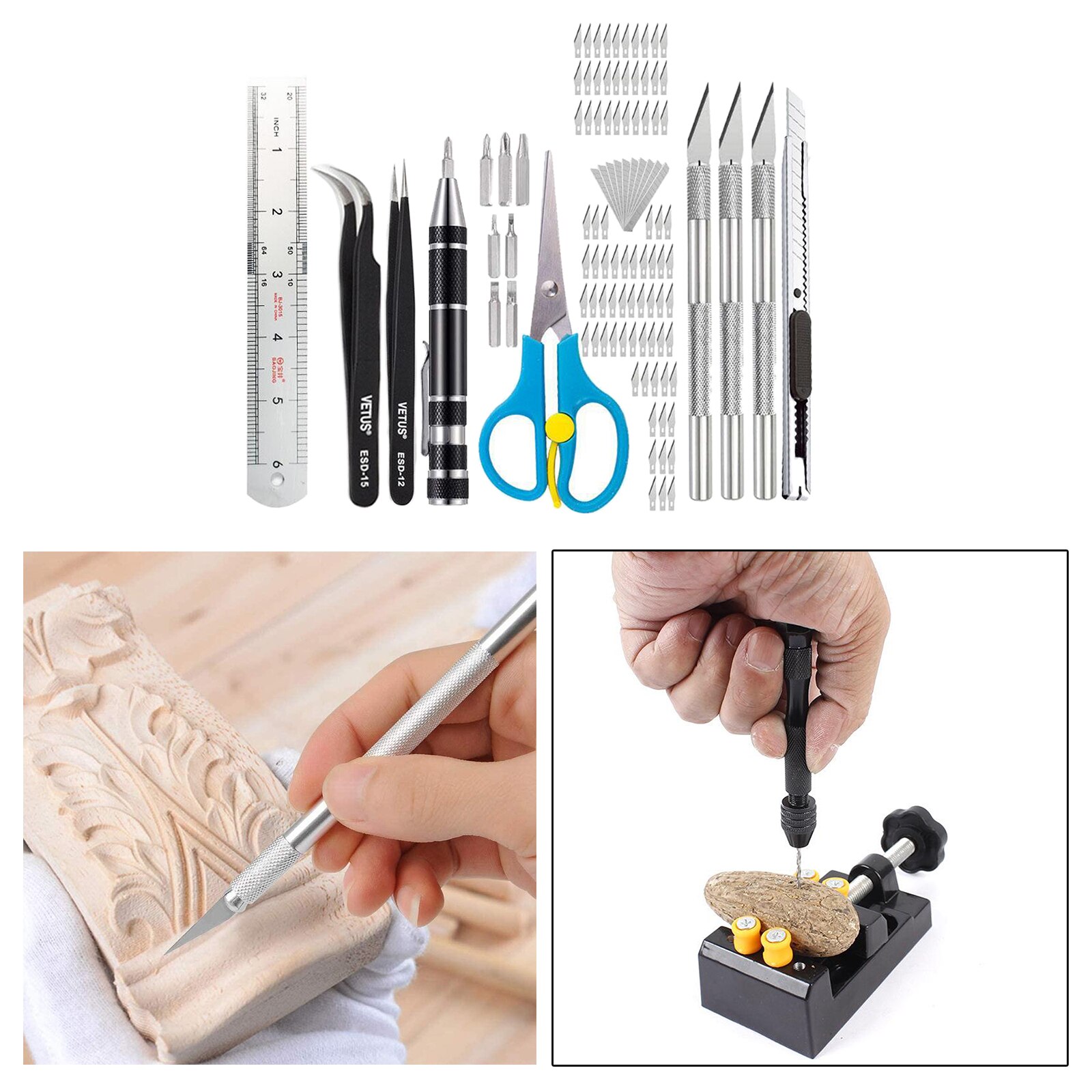105pcs Precision Carving Craft Hobby 86pcs Blade for Arts, Scrap Booking, Stencil, Paper, Leather Crafts, Diy