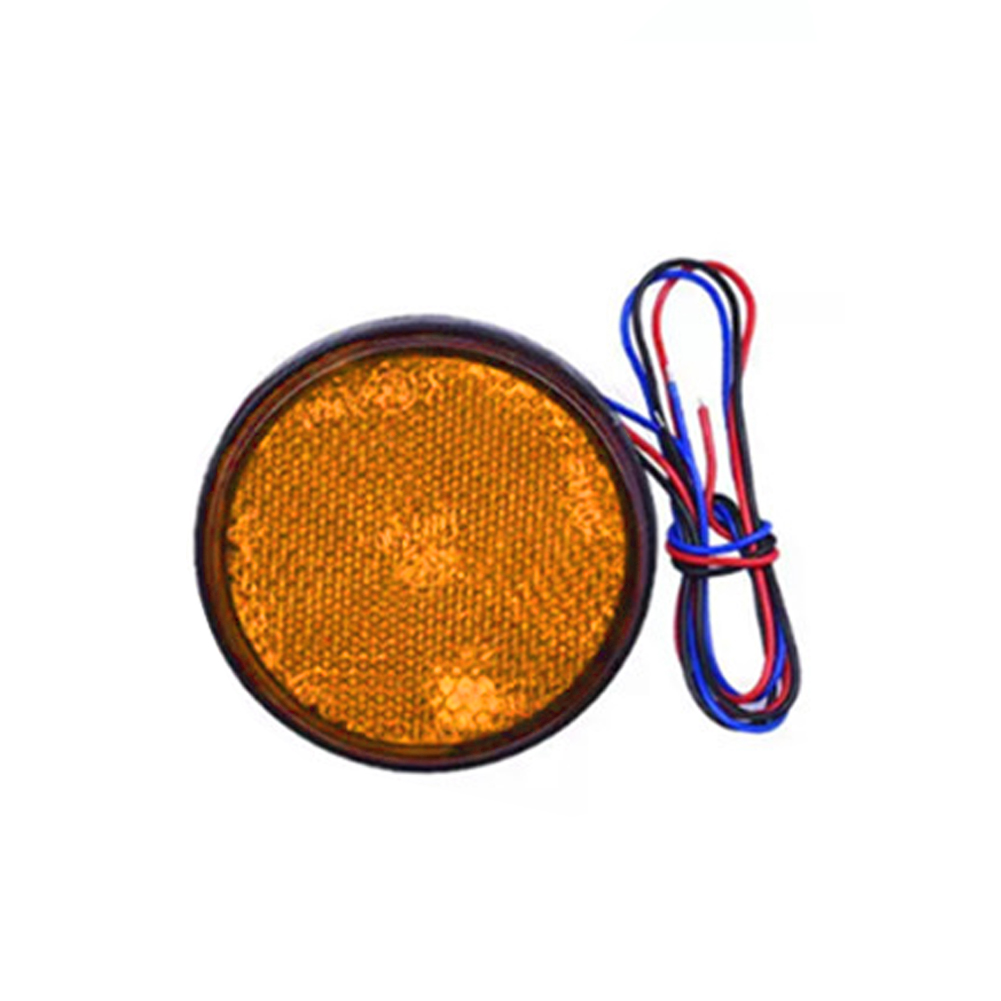 1X24LED motorfiets ronde reflector achterlicht remlicht motorfiets achterlicht auto ATV LED-reflectoren vrachtwagen zijwaarschuwingslichten: YELLOW
