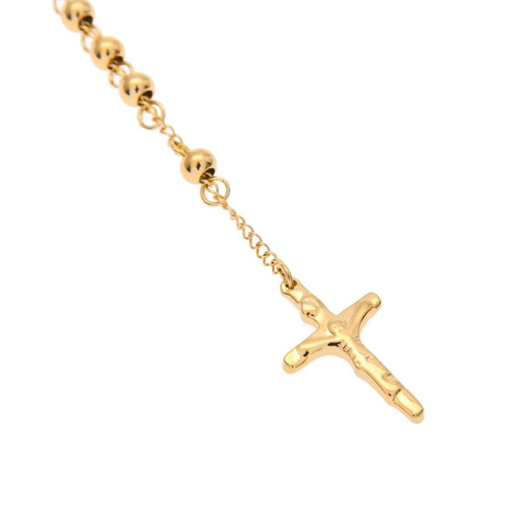 Collier de perles de chapelet Guadalupe pour hommes, vierge catholique, couleur or, bijoux, pendentif croix jésus Crucifix