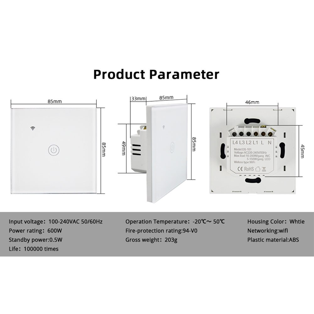Zemismart Tuya WiFi Light Switch Neutral Optional One Two Three Gangs Alexa Google Home Assistant Smart Life Control