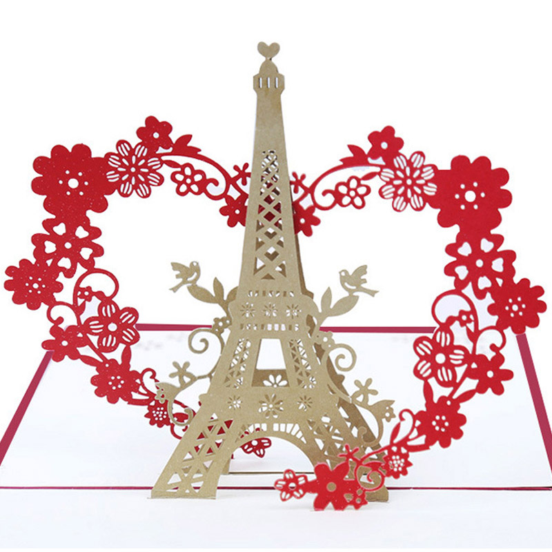 Carte Pop-Up 3D faite à la main pour anniversaire de saint-valentin, cartes de vœux, Invitations, d'amour,