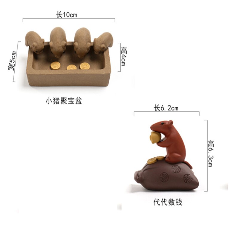 Zisha Tea Pet Ceramic Tea Playing Piggy Drinking Water Little Mouse Ornaments Full Clothing And sufficient Food Tea Set
