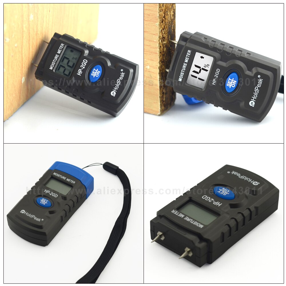 HoldPeak Wood Moisture Meter Tester high Precision Needle Probe Water Content Instrument Paper Box Wood Floor Humidity Tester