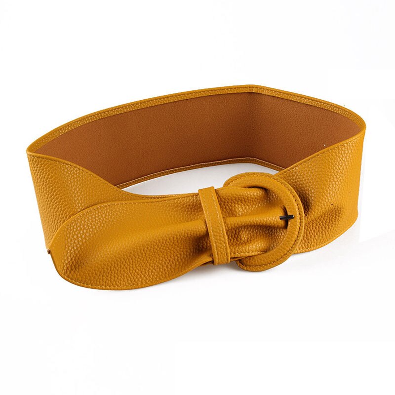 1pc brett bälte pu läder korsett bälte klänningar kappa midjebälte enfärgad nål spänne dekorativ gördel matchande cummerbund: Gul