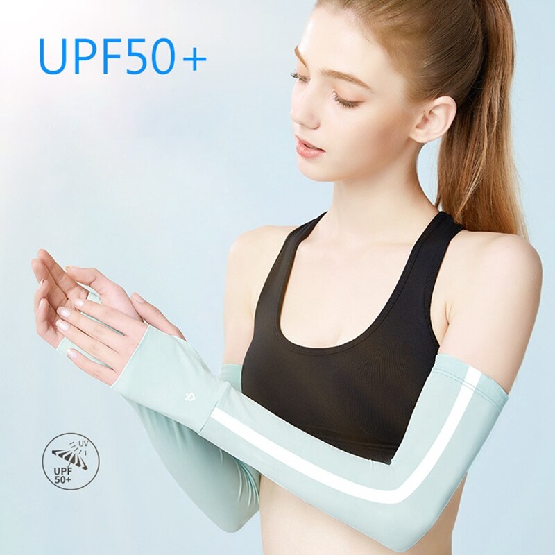 1 pair Ice Fabric Cycling Sleeves Arm Warmers Women UV Sun Protection Cover Running Driving Basketball Breathable Sports Sleeve