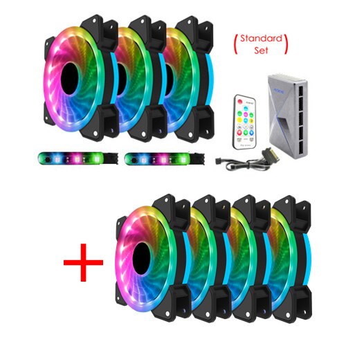 ALSEYE D-Ringer Series 120mm LED Computer Case Fan Adjustable RGB and Fan Speed Remote control support Asus 5v 3pin and Gigabyte