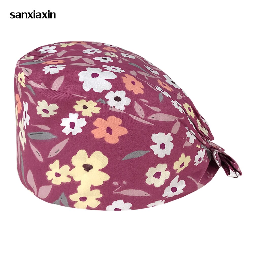 Operating Room Scrub Cap Hospital Nurse Work Cap Breathable Printing Beauty Salon Nursing Cap Custom
