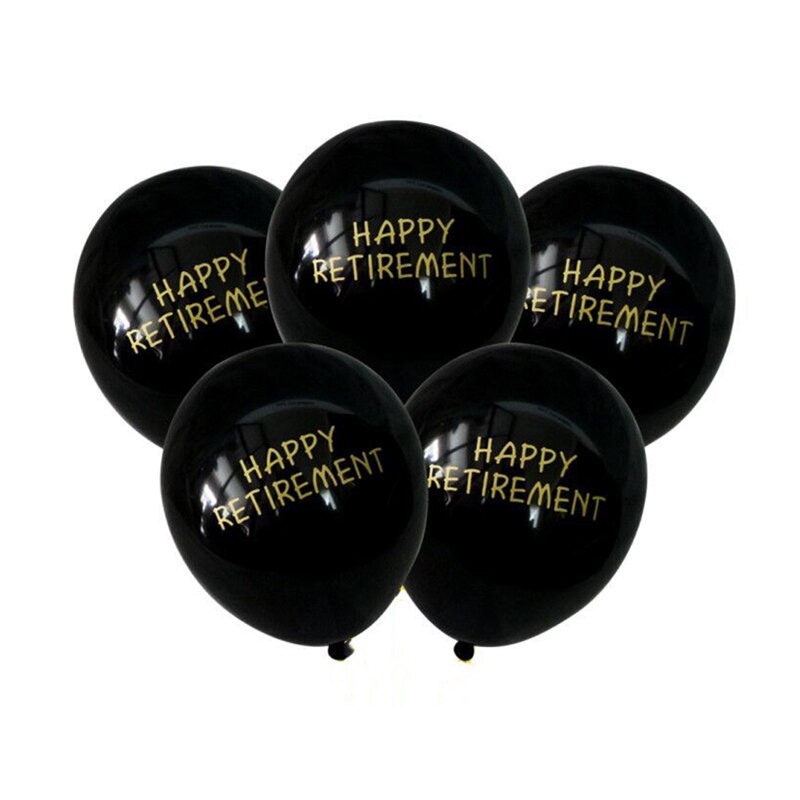 10pcs 10inch Happy Retirement Letter Printed Latex Balloons Black Globos Inflatable Air Balls Retirement Party Deocrations Toys