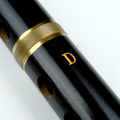 D/e/f/g-tasten schwarze bambusflöte mit doppelten goldlinien musikinstrumente chinesische handgefertigte holzblasinstrumentflöte: D-taste