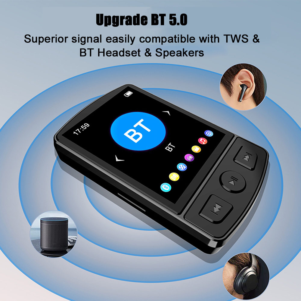 Lettore Mp3 con schermo digitale BT5.0 con altoparlante lettore portatile per studenti con suono senza perdita Design portatile, registrazione ad alta trasparenza
