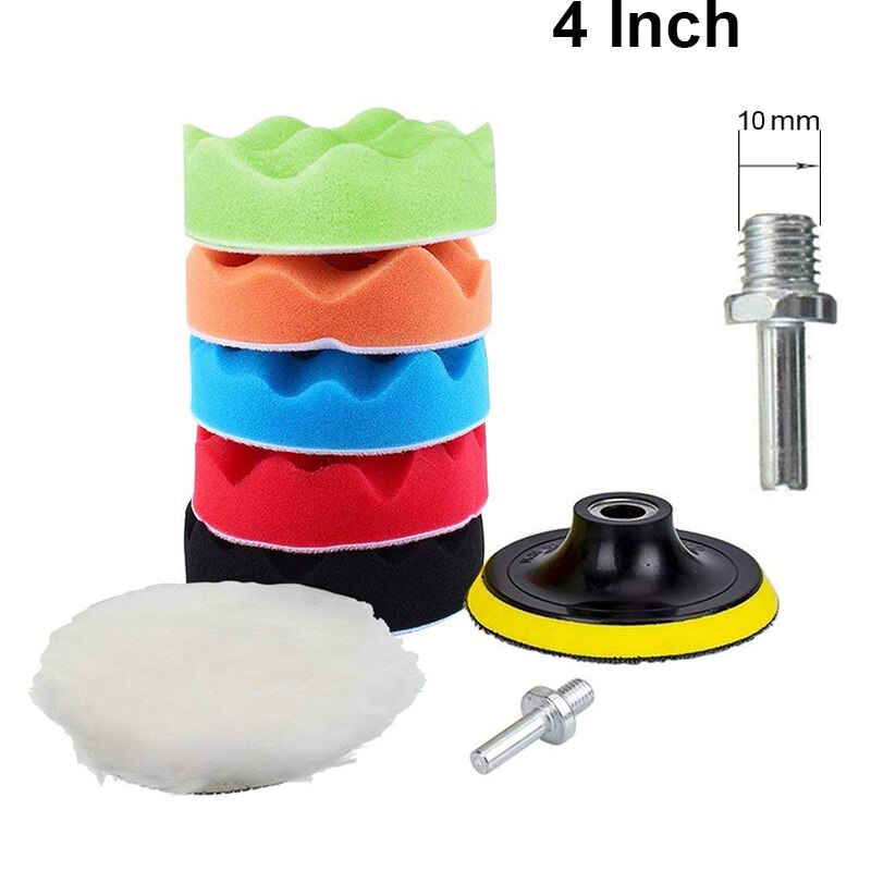 Buffing Pad 4''5''6''7'' inch Car Sponge Polishing Pad Kit M10 M14 Thread Abrasive Polisher Drill Adapter Waxing Tools Accessory: 4 inch