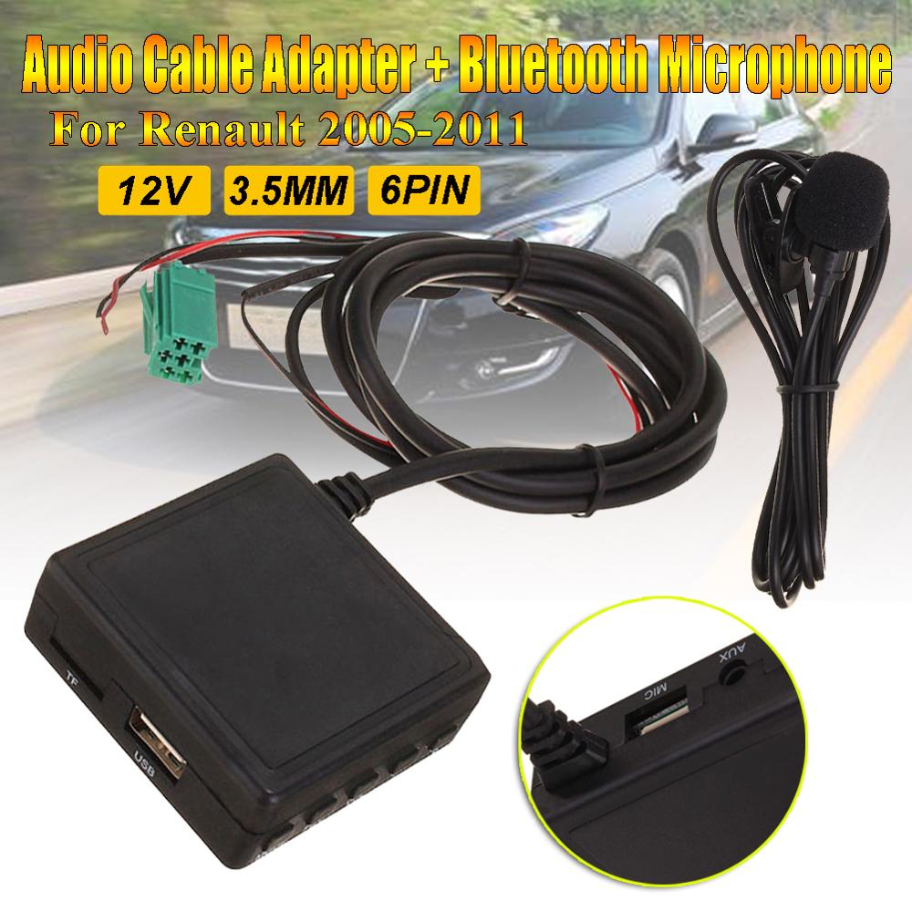 6Pin 3.5 Mm Aux Tf Usb Microfoon Media Bluetooth Aux Adapter Kabel Stereo Voor Renault 2005