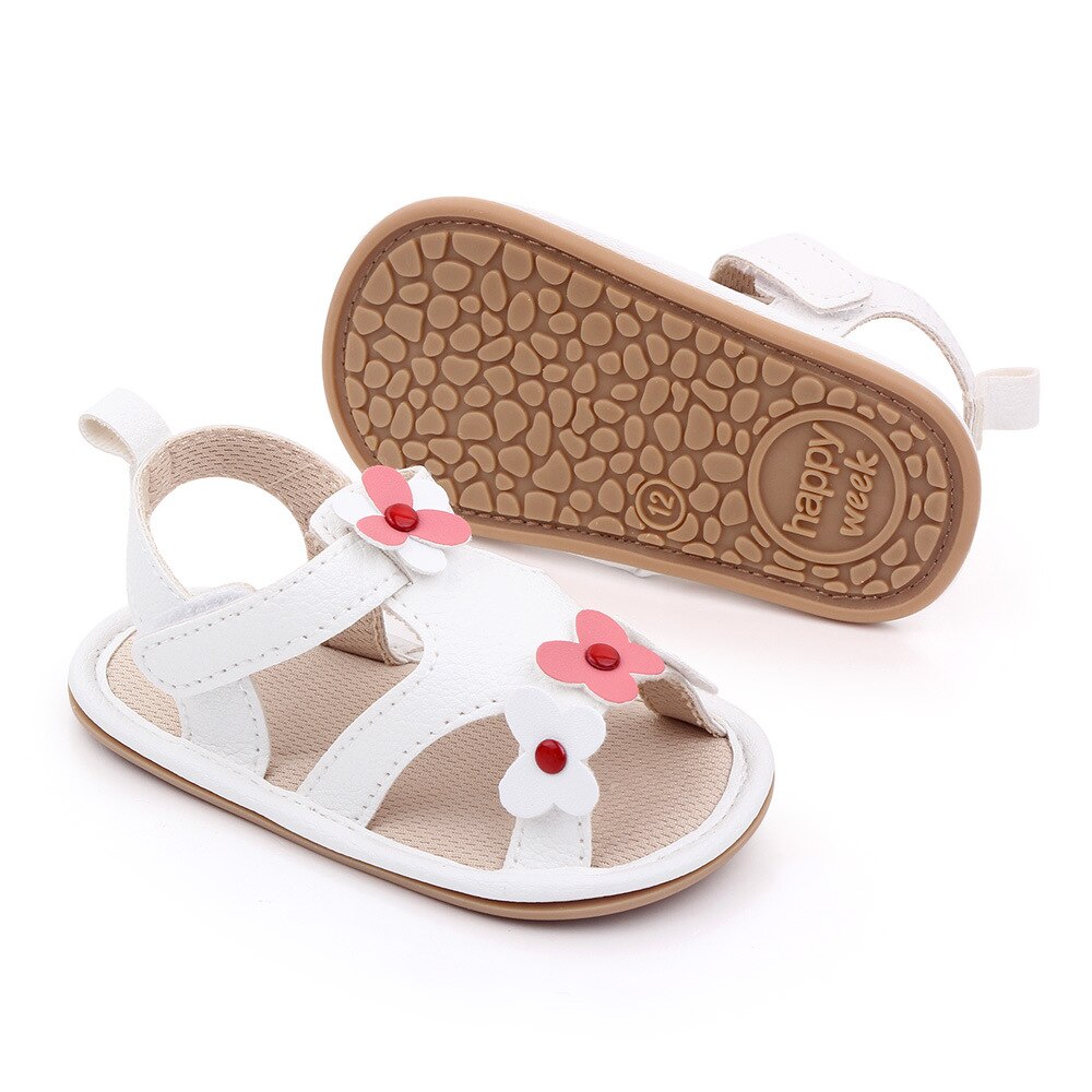 Mode Baby Meisje Sandales Pasgeboren Zomer Schoenen Peuter Prinses Rubberen Zool Bloemen Flats Voor 1 Jaar Baby Lederen Sandalen