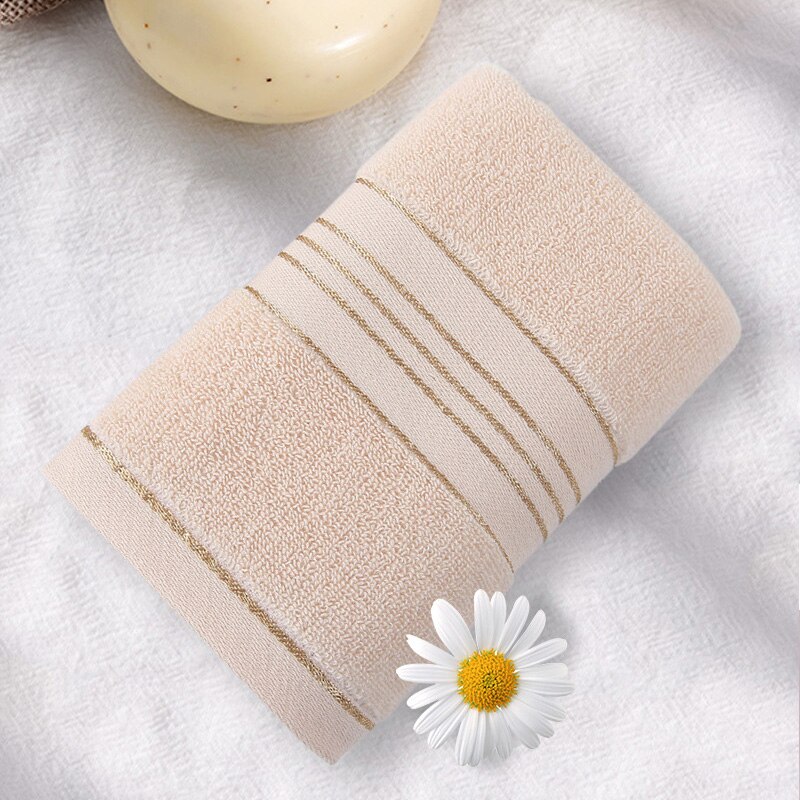 Thickened Cotton Bath Towel Household 34*74cm Absorbent Quick Drying Microfiber Towels Luxury Beach Terry Towel For Bathroom: Beige / 2pcs