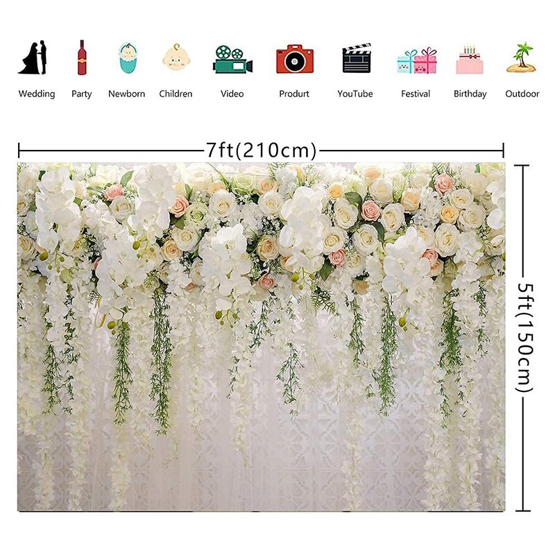 Flower Backdrop Curtain Floral Wedding Party Background Photo Backdrop for wedding reception Baby shower Photo Booth Props