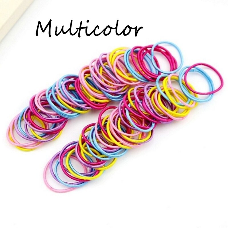100 PCS/Lot noël haute-élastique enfants bonbons couleur cheveux corde élastique Scrunchie cheveux bandes Mini cheveux anneaux élastique pour les filles: 25Pcs-Multicolor