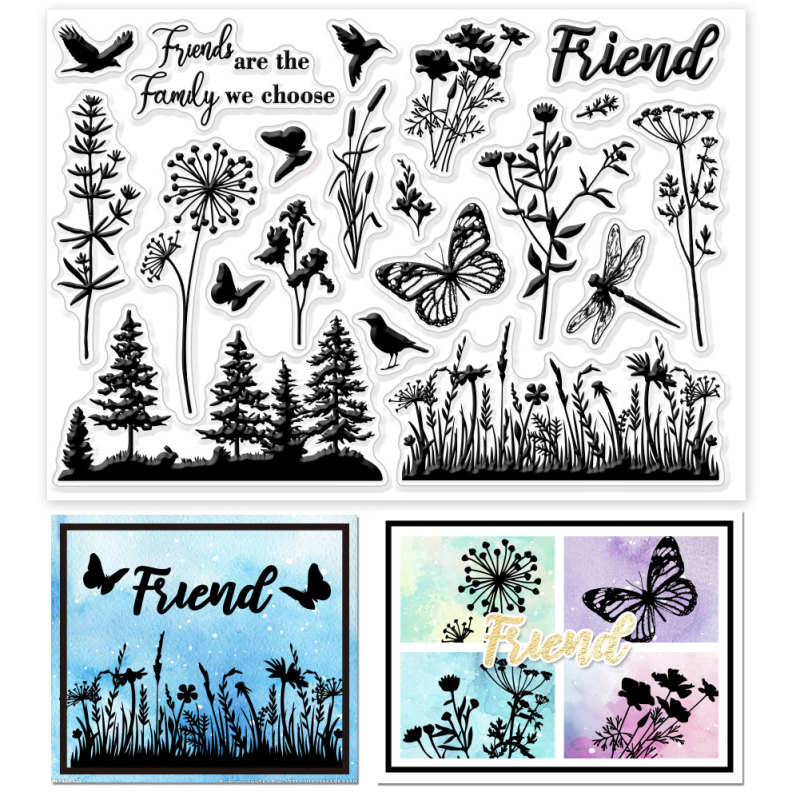 1pc fe-klare stempler til gør-det-selv scrapbooking blomster træ silikone stempelforseglinger gennemsigtige stempler til kortfremstilling fotoalbum: Gåsegul