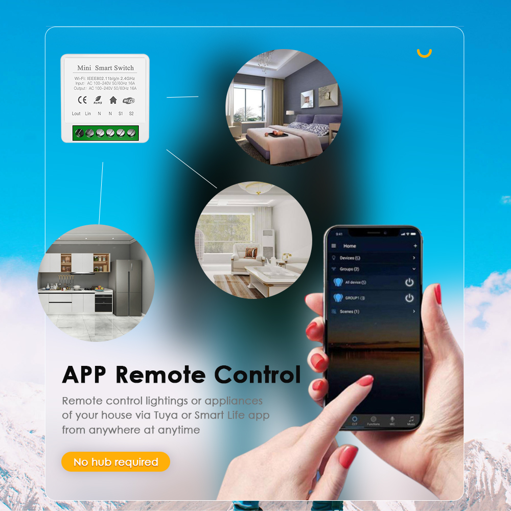 Tuya 16A MINI Wifi / Zigbee Smart Switch DIY 2-way Control Relay Timer For Smart Life Work With Alexa Google Home Yandex Alice