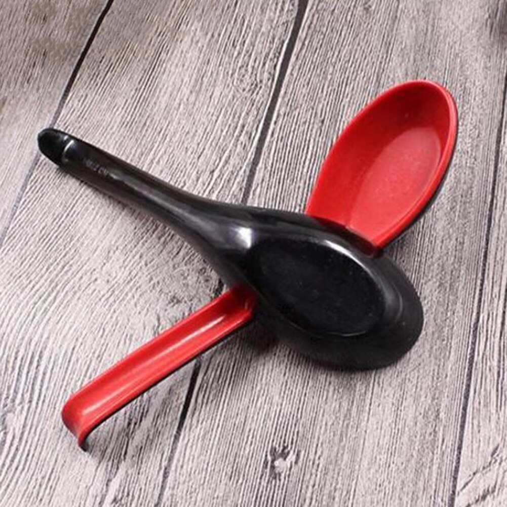 Vajilla de Color rojo y negro para el hogar recipiente de plástico japonés para sopa, cucharada de gachas, accesorios de cocina calientes, cuchara de sopa para el hogar y restaurante