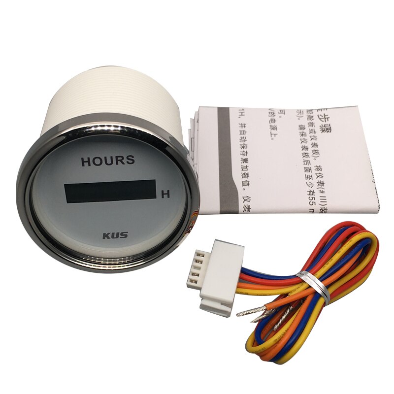 KUS-reloj Digital de 2 pulgadas (52mm), medidor de hora para diésel, gasolina, motocicleta, coche, 0-99999,9, rango 316L, bisel,