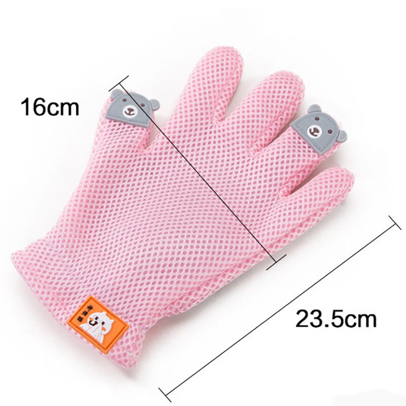 Gato cão grooming luva para gatos cabelo escova de desmancha pente luva pet filhote de cachorro banho massagem limpa removedor de cabelo escova luva maschas: Pink Left