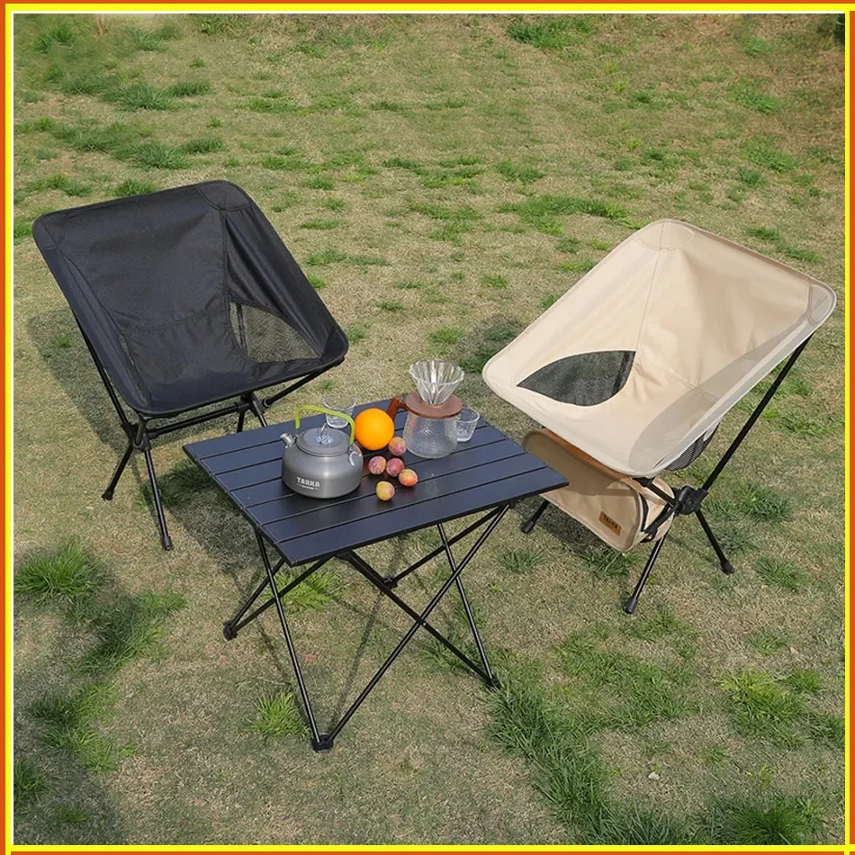 #TARKA Foldable Camping Chairs Set Lightweight folding Chair Ultralight Backpacking Moon Chairs for Garden Picnic Beach Fishing