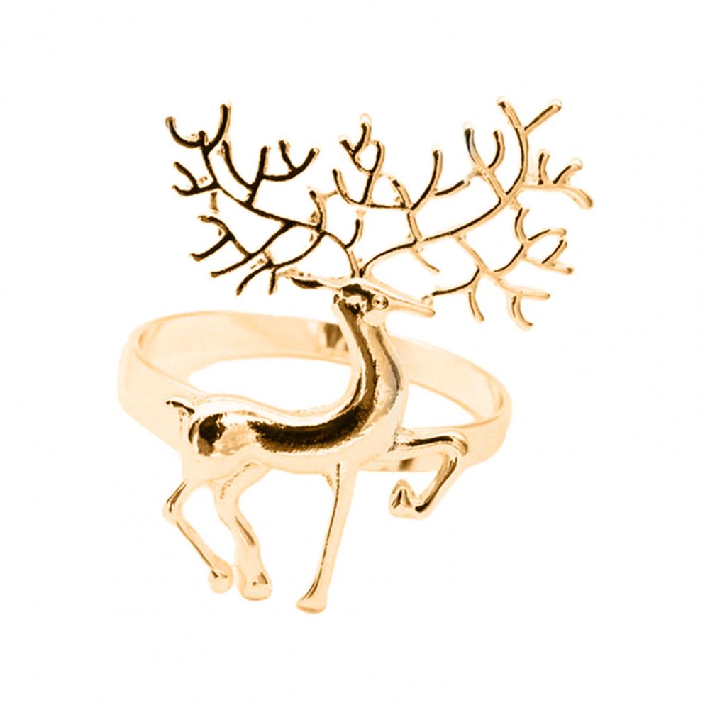 Napkin Ring Anti-Rust Dinning Towers Napkin Buckle Reused Napkin Holder Ring Delicate Xmas Deer Napkin Holder Ring: Rose Gold