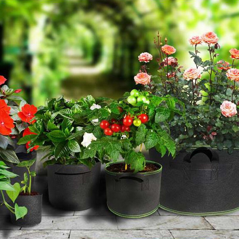 5Pcs Breathable Aeration Fabric Pots with Handles Planting Container Vegetable/Flower/Plant Grow Nursery Bags Pot 3/5/7gallon