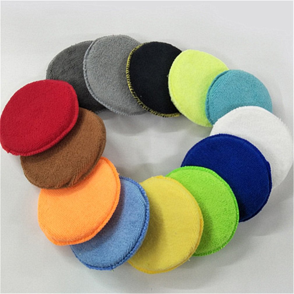 Practical Car Superfine Fiber Round Shape Wax Applicator Pads Polishing Sponges With Net Car Accessories Polisher Pads