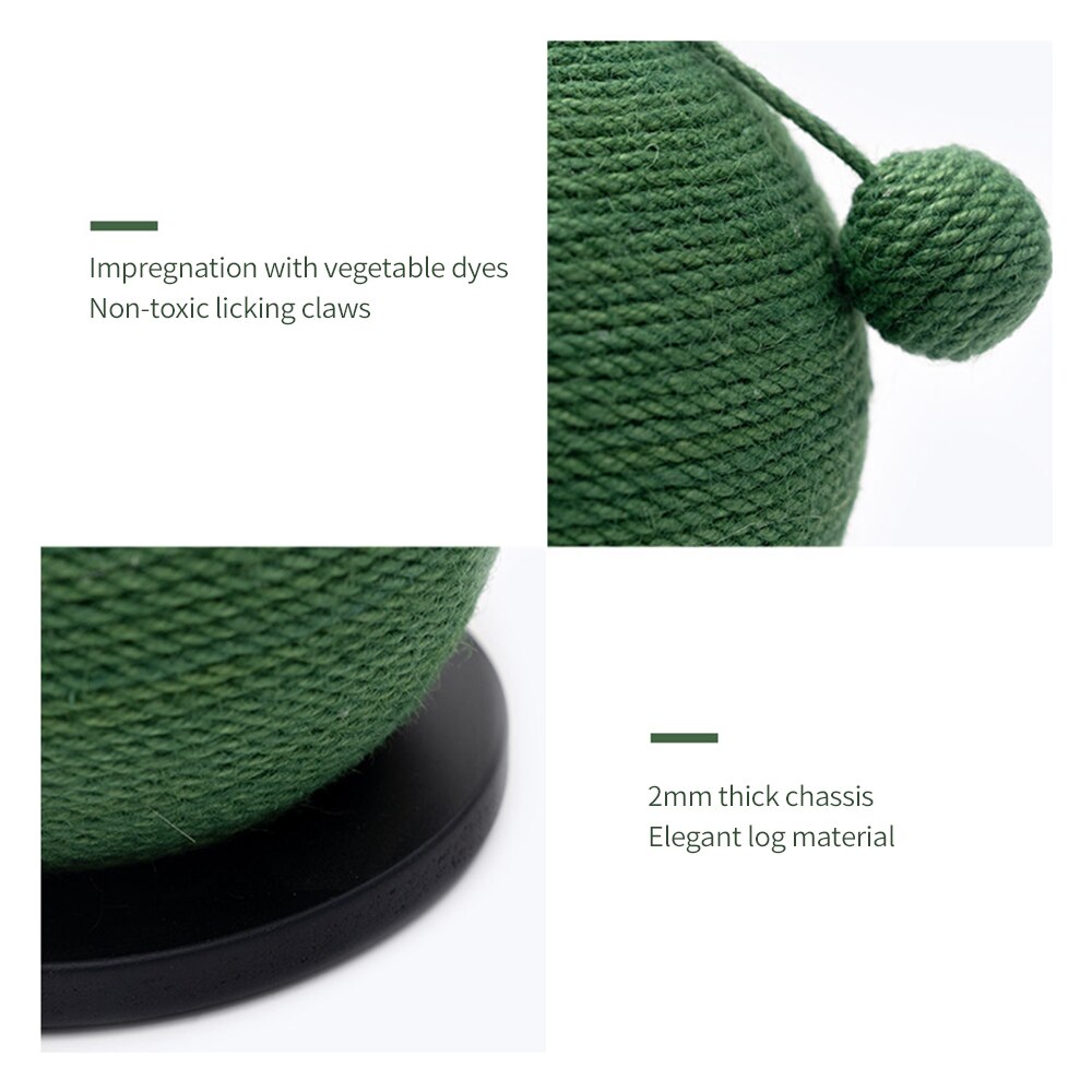 Sisal Cat Scratch Cactus Ball with Wood Base Cat Interactive Toy Knitted Cats Scratch Board Grinding Nails Protecting Furniture