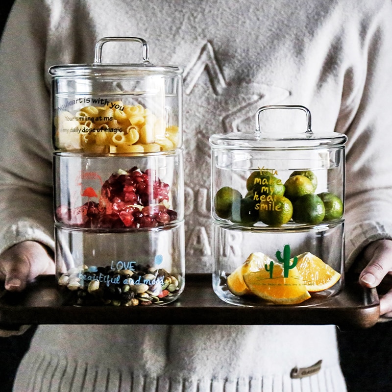 Household Fruit Bowl With Lid Heat-resistant Transparent Soup Bowl Round Cute Glass Bowl