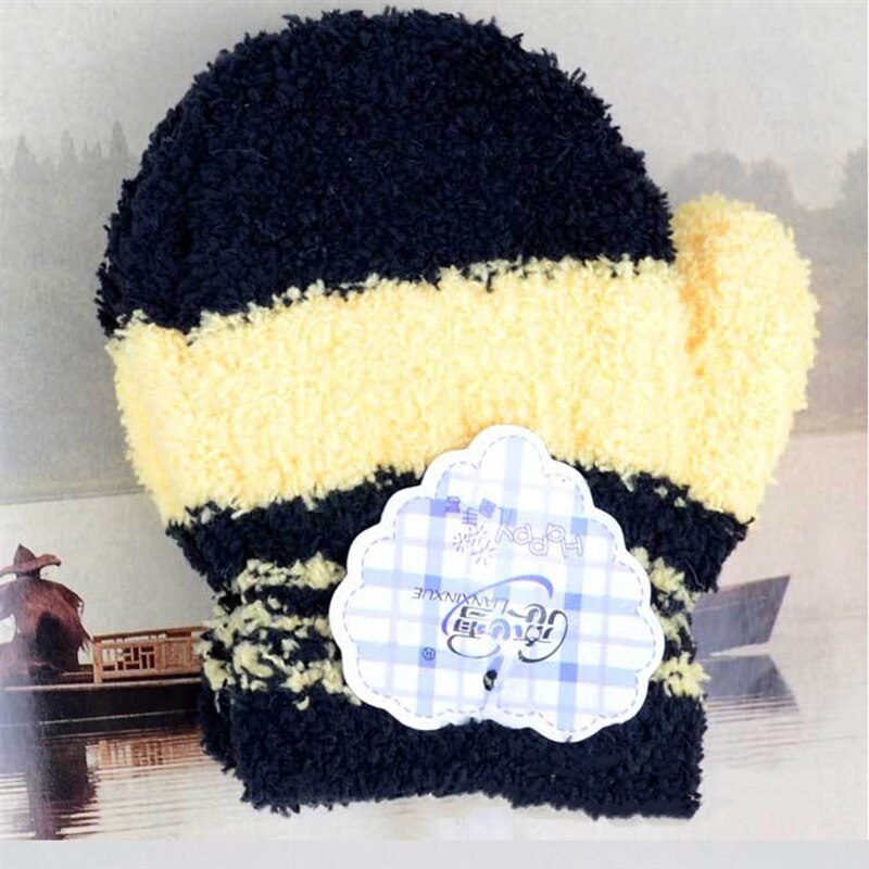 Children's Warm Coral Velvet Gloves Winter Keep Warm Knitted Full Rope Finger Outdoor Gloves