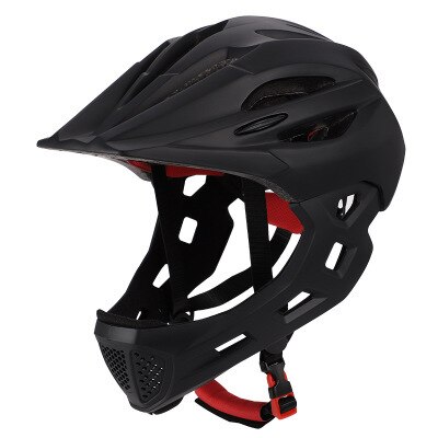 LED Kinder gelände Volles Gesicht Mountainbike Helm Balance Sport Downhill Radfahren Helm Cascos Ciclismo Fit für 3 -10 jahre Kinder: Black